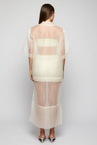 ★overdue flair★ SHEER ORGANZA PLEATED SKIRT_KHAKI SHEER ORGANZA PLEATED SKIRT_KHAKI - overdueflair