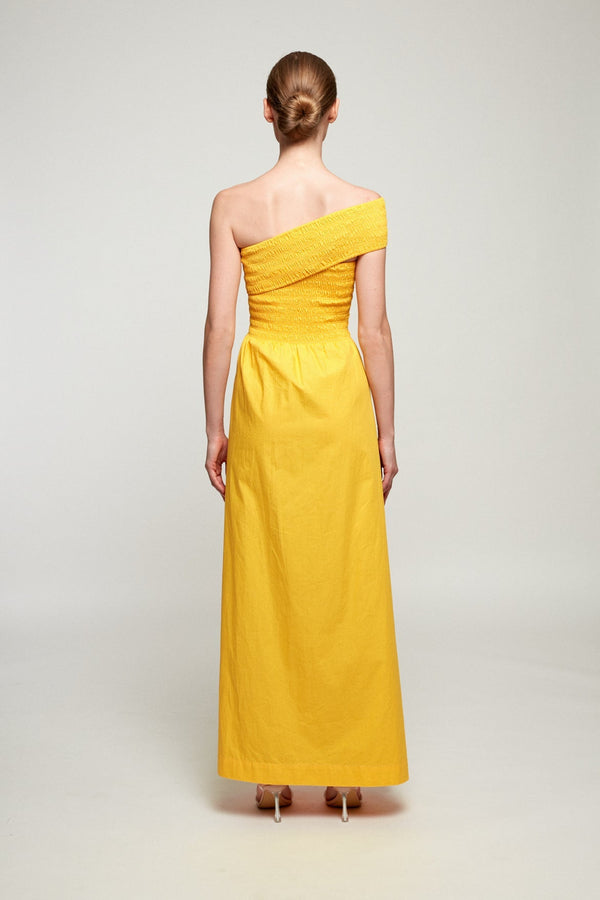 One Shoulder Shirred Maxi