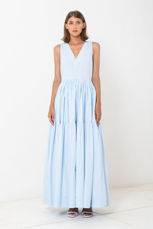 V Neck Tiered Maxi