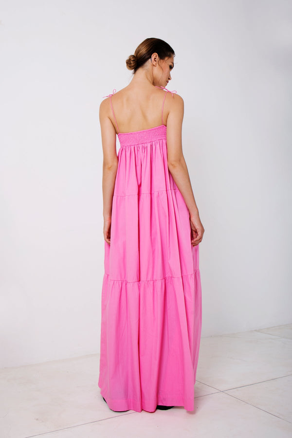 Shirred Spaghetti Strap Maxi