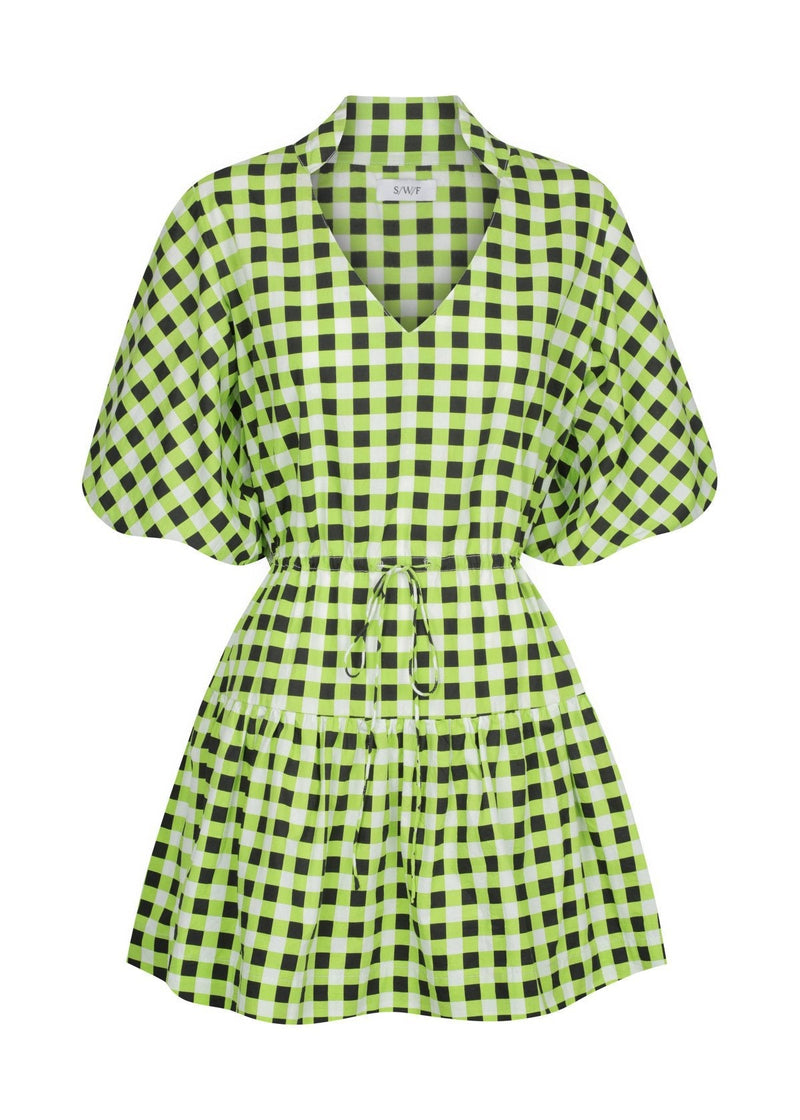 Checkmate Lime Mini Dress