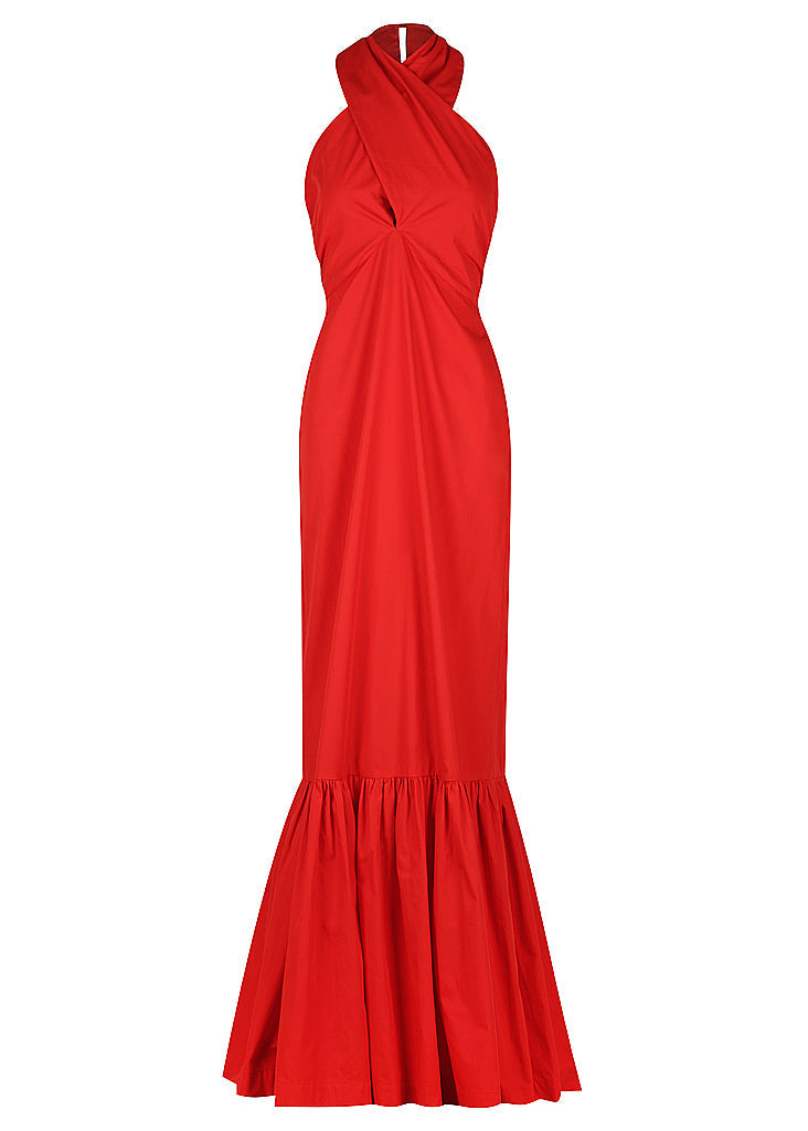 Crossover Halter Maxi Dress