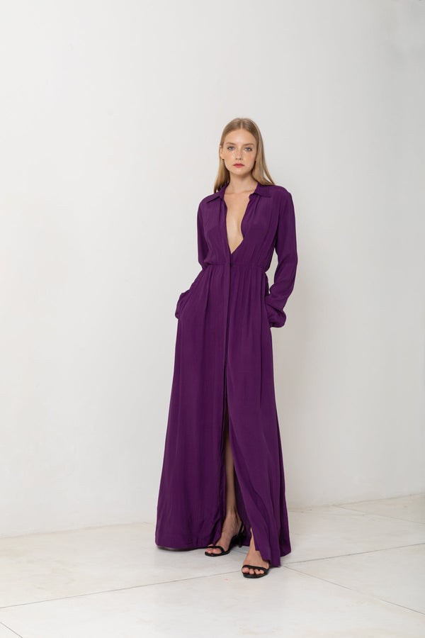 Long Sleeve Button Up Maxi Dress