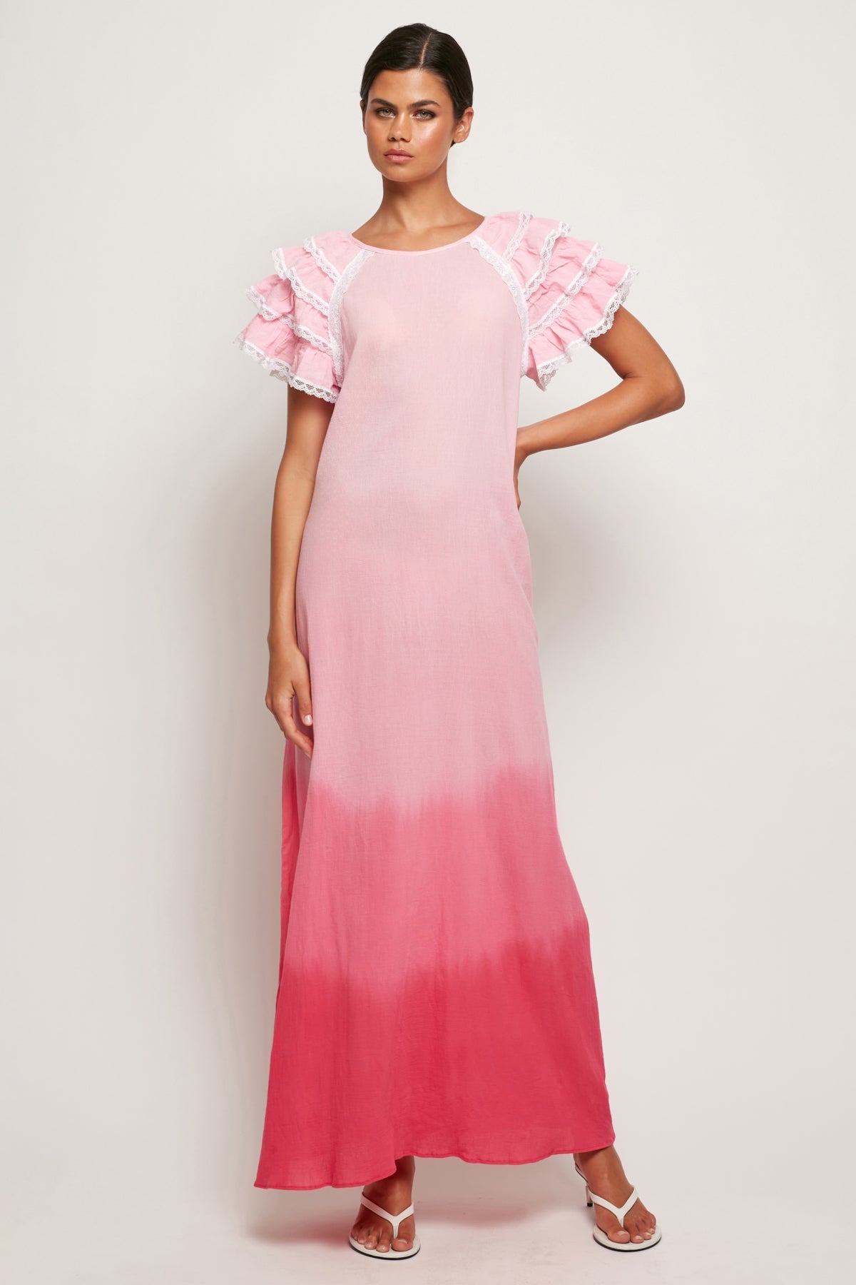 Frill Sleeve A-Line Maxi – S/W/F Boutique