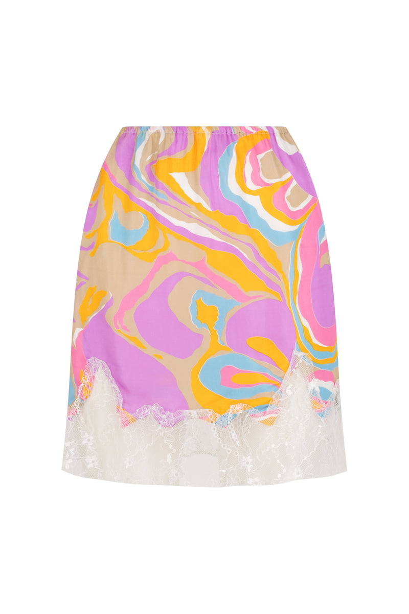 Sheer Oversized Shirt | Lace Trim Satin Mini