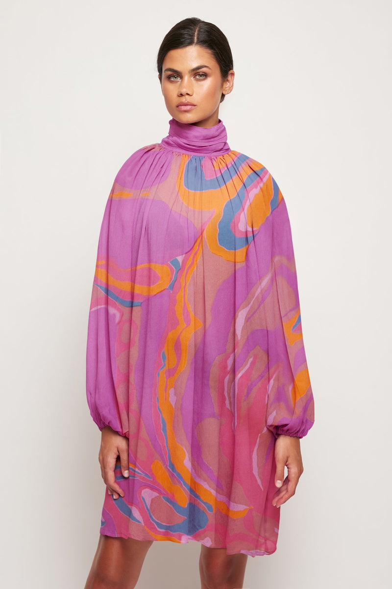 Sheer Balloon Sleeve Mini