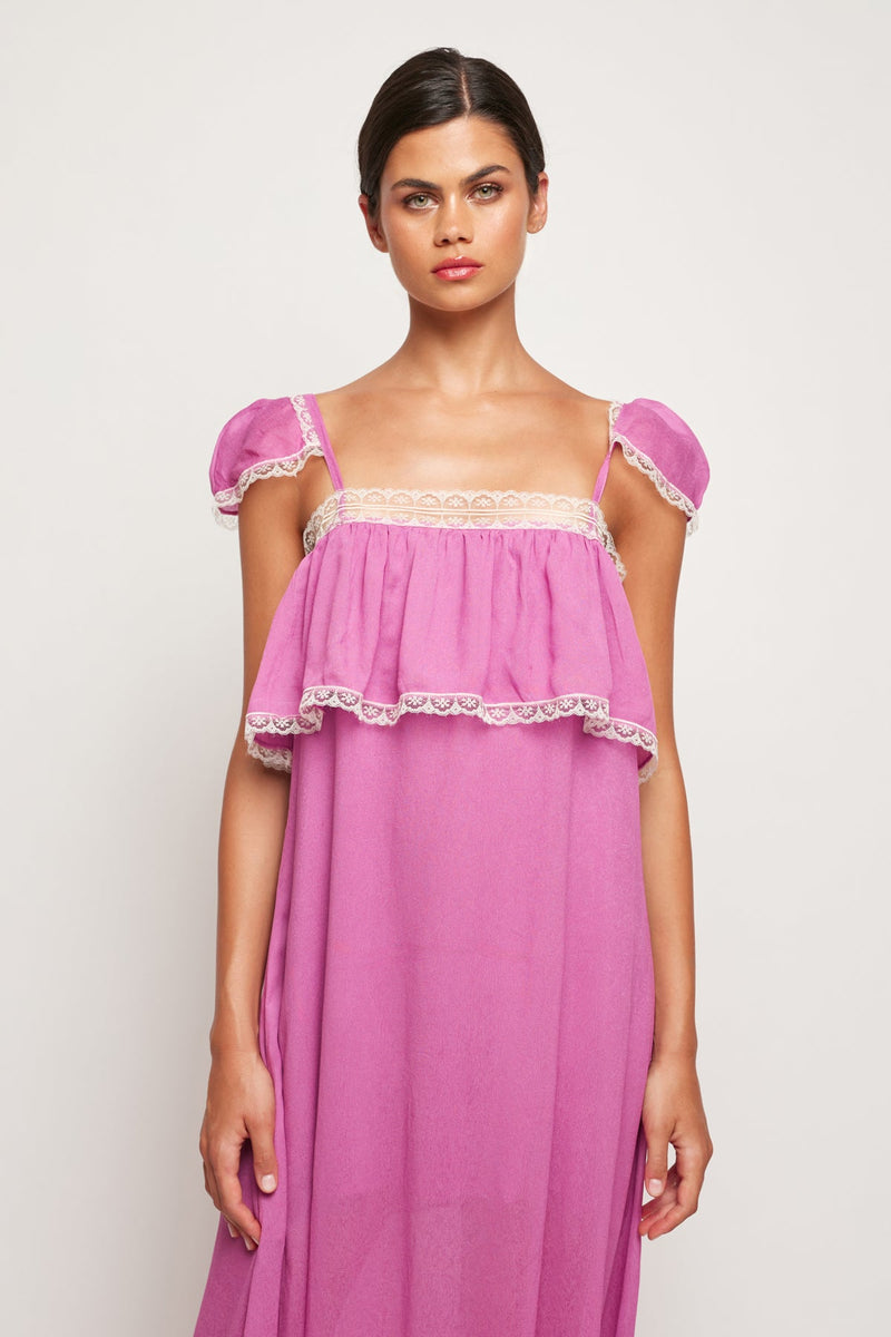 Lace Trim Frill Maxi