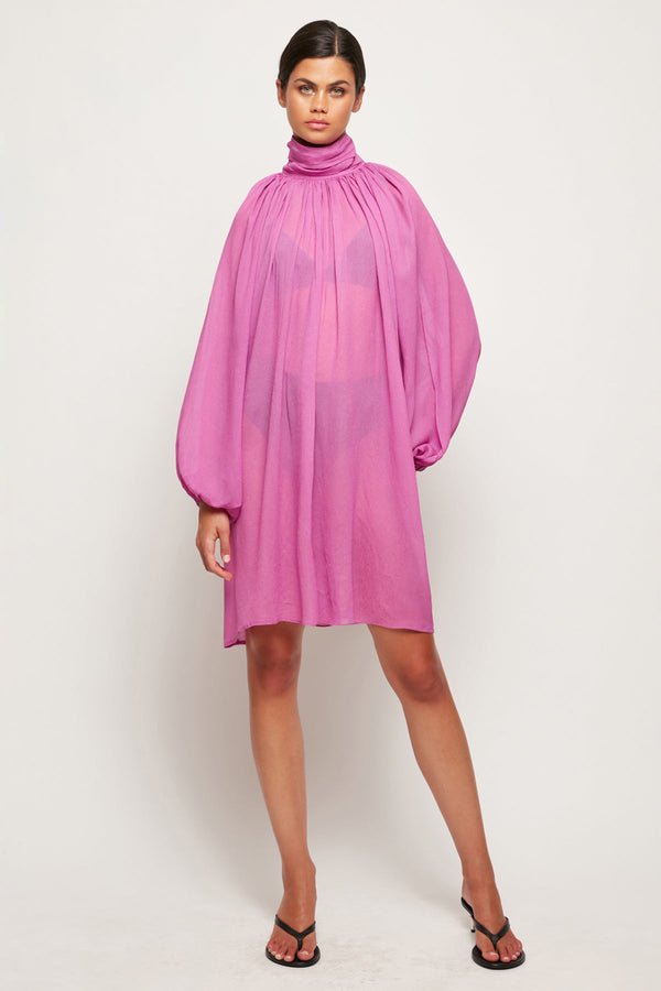 Sheer Balloon Sleeve Mini