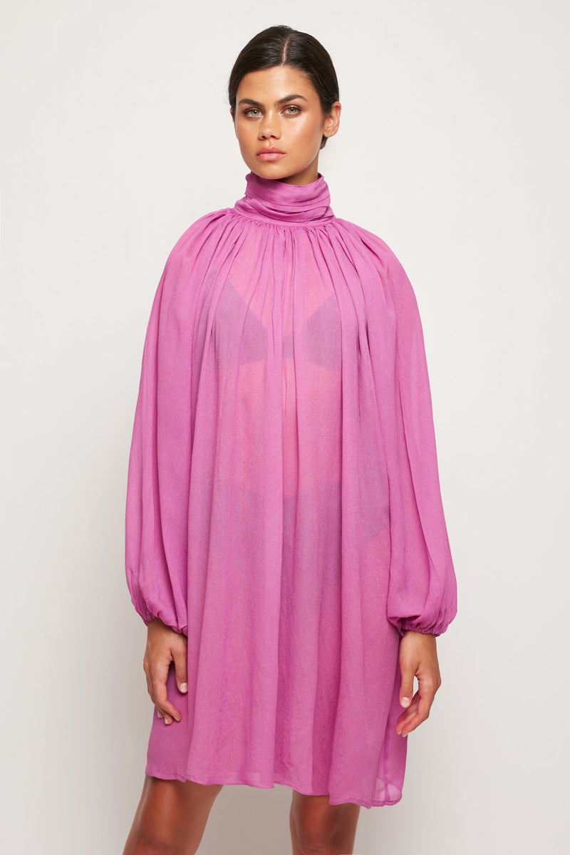 Sheer Balloon Sleeve Mini