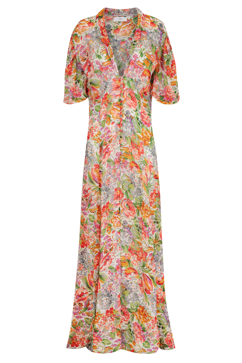 Sheer Button Front Maxi