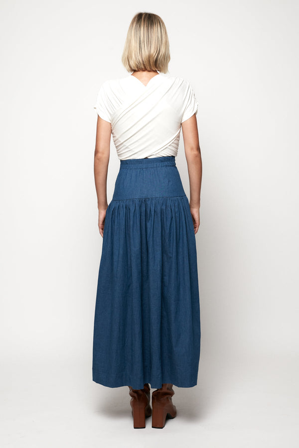 Wrap Front 3/4 Top | Wide Waist Midi Skirt