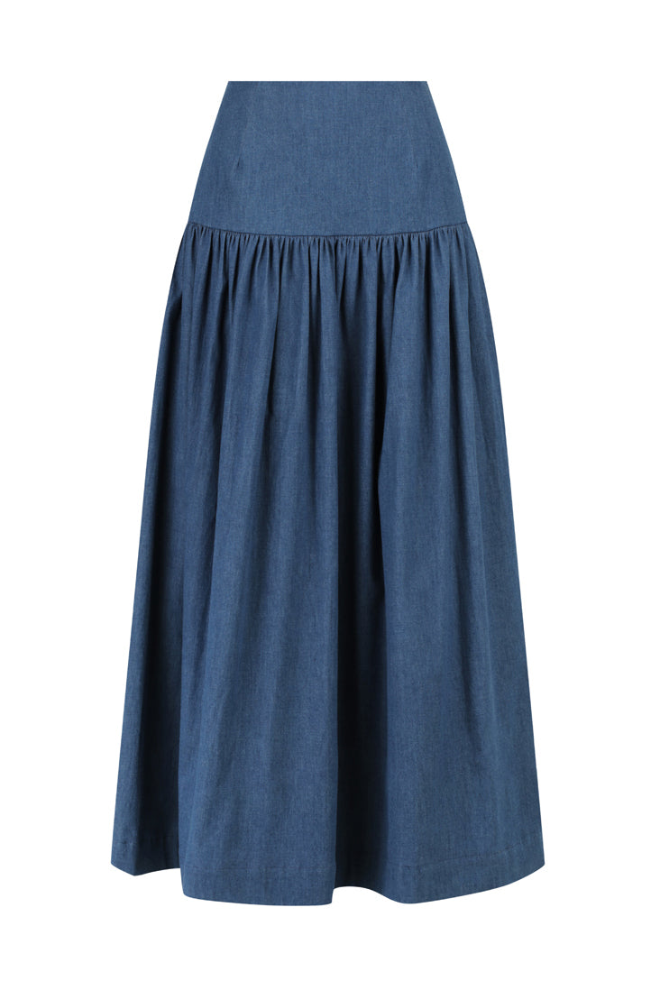 Wrap Front 3/4 Top | Wide Waist Midi Skirt