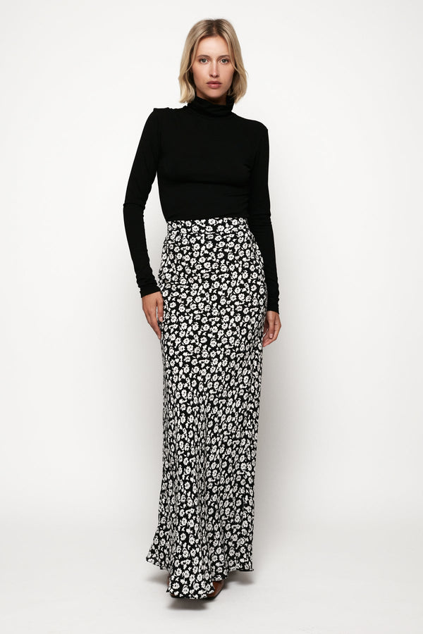 Turtleneck Top | High Waist Bias Maxi