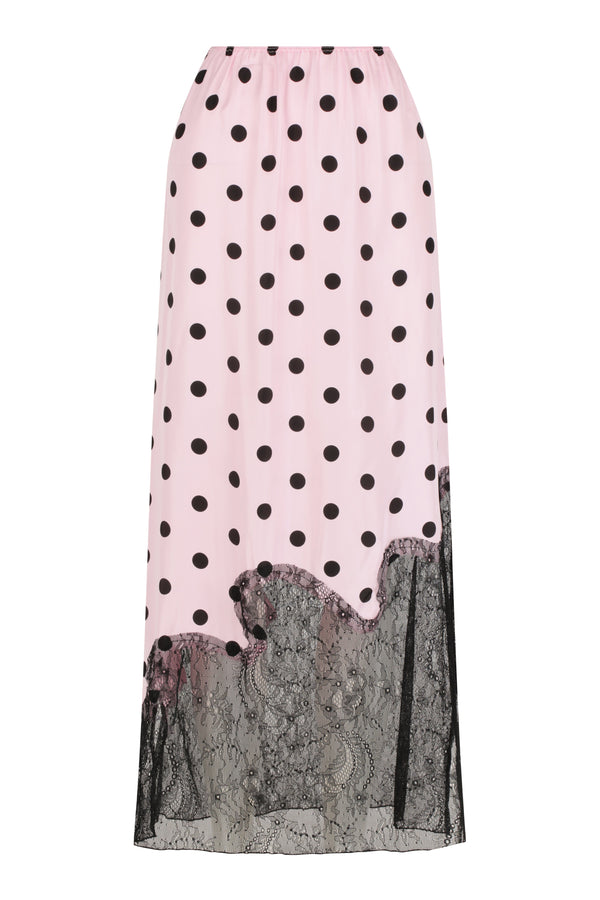 Lace Trim Satin Midi
