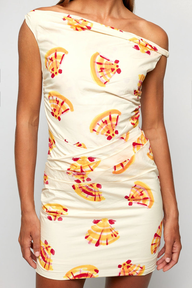 Rolled Shoulder Pleated Mini