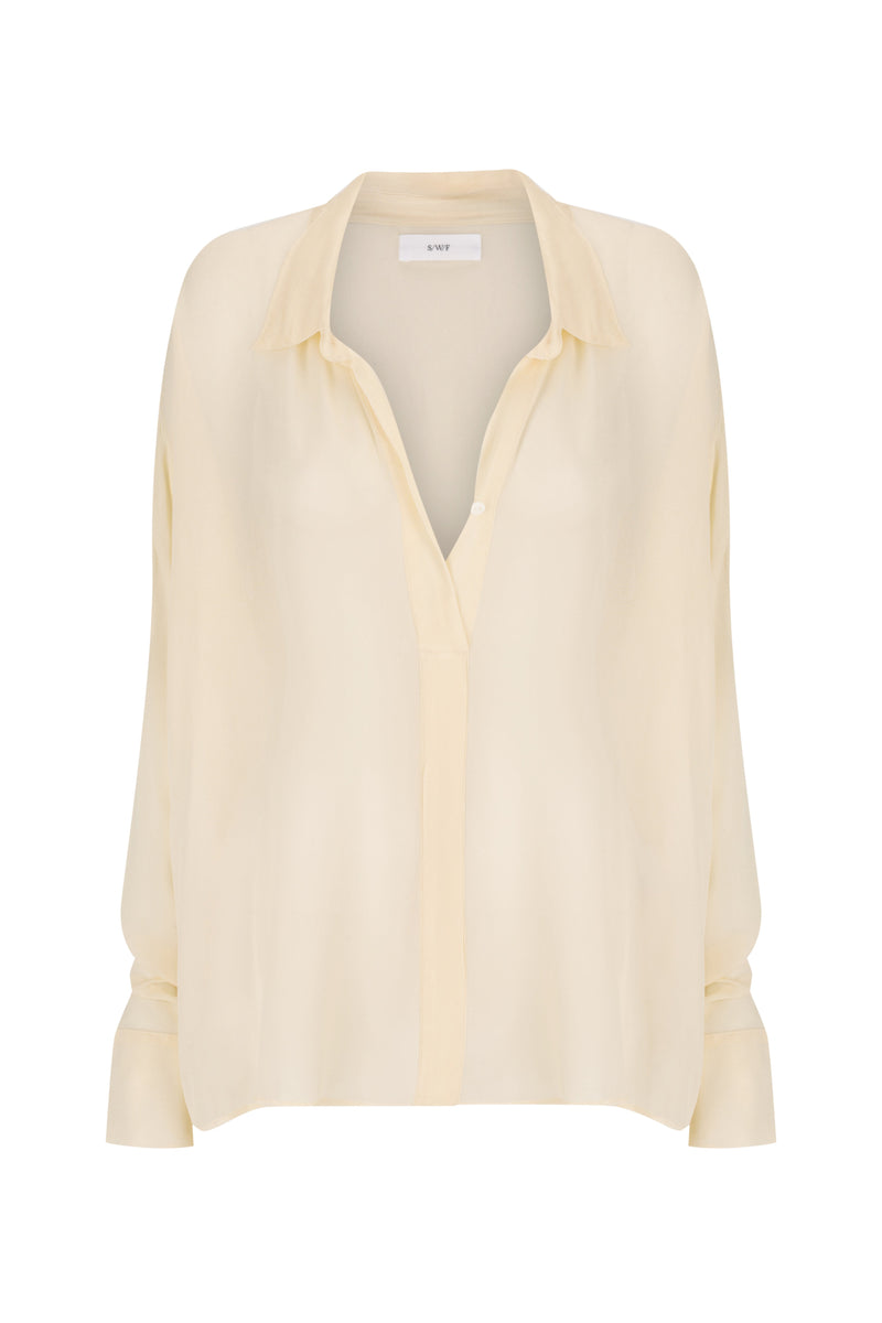 Sheer Oversized Shirt | Lace Trim Satin Mini