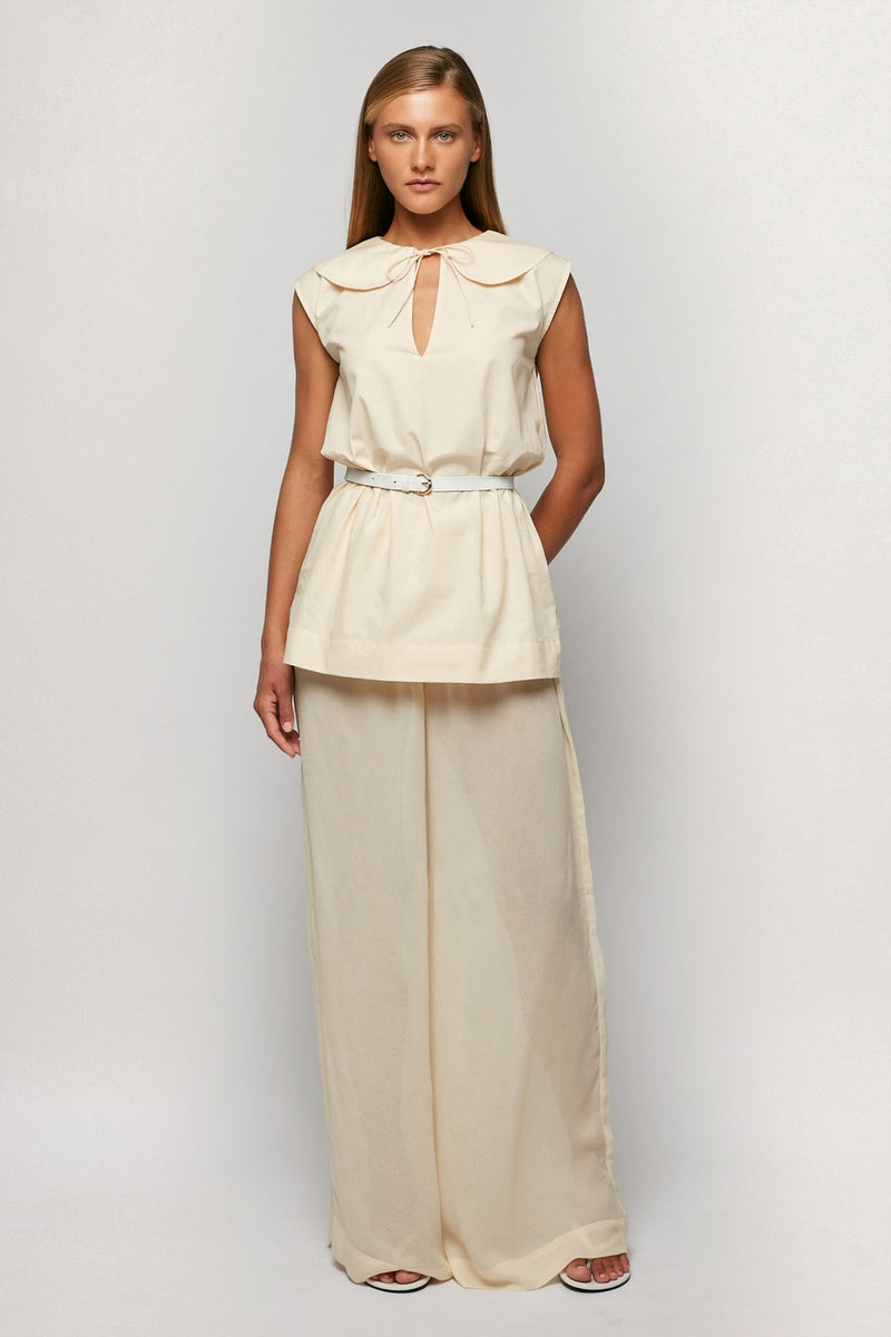 Petal Collar Top | Sheer Relaxed Pant