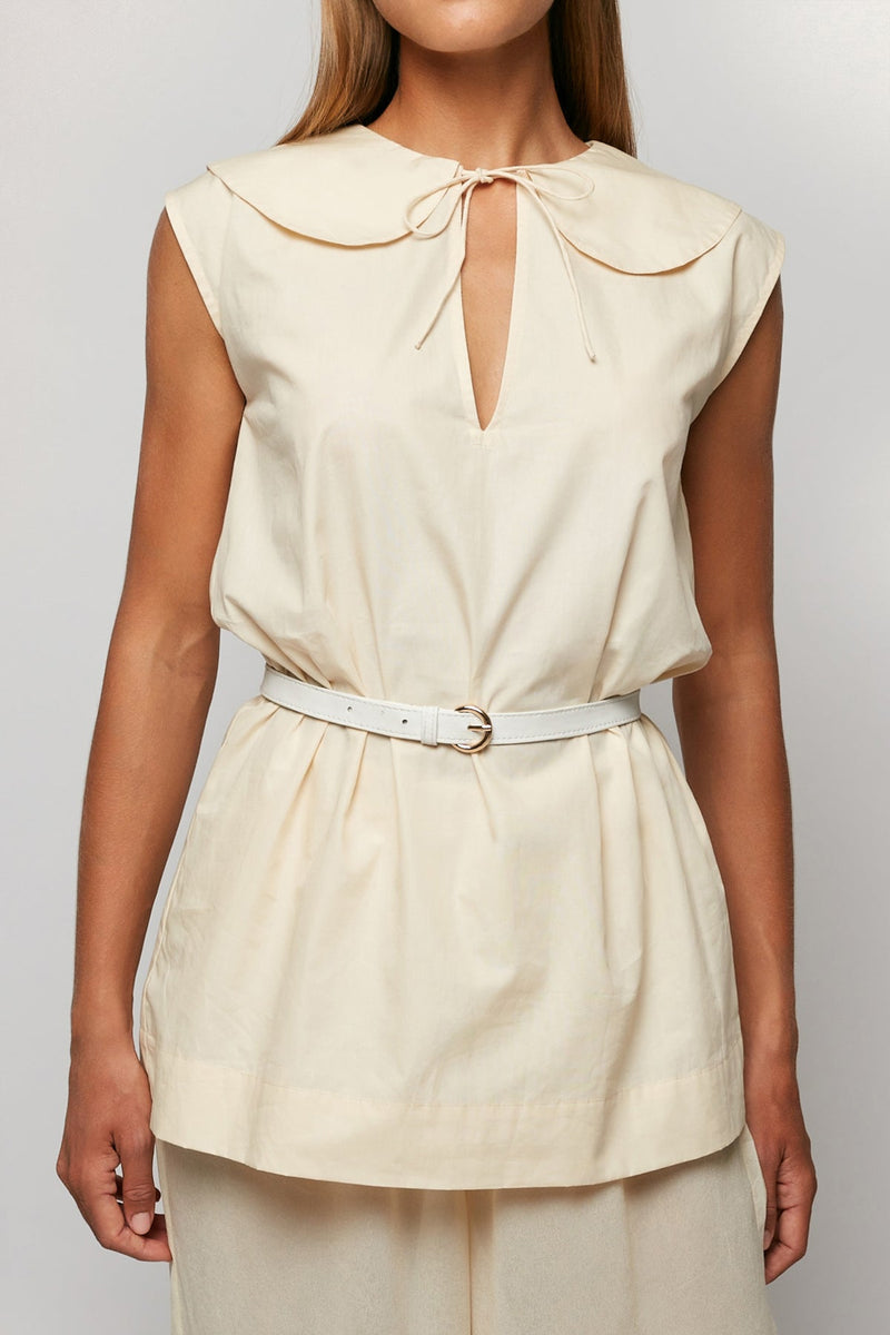 Petal Collar Top | Sheer Relaxed Pant