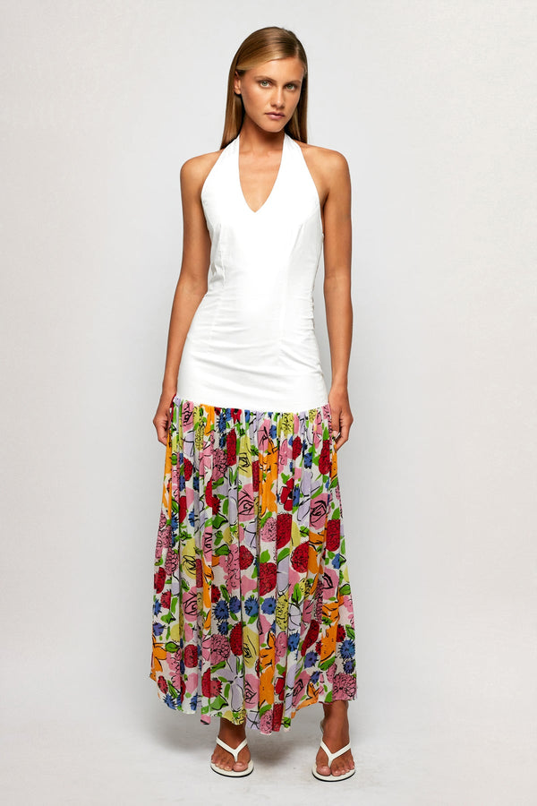 Drop Waist Halter Midi
