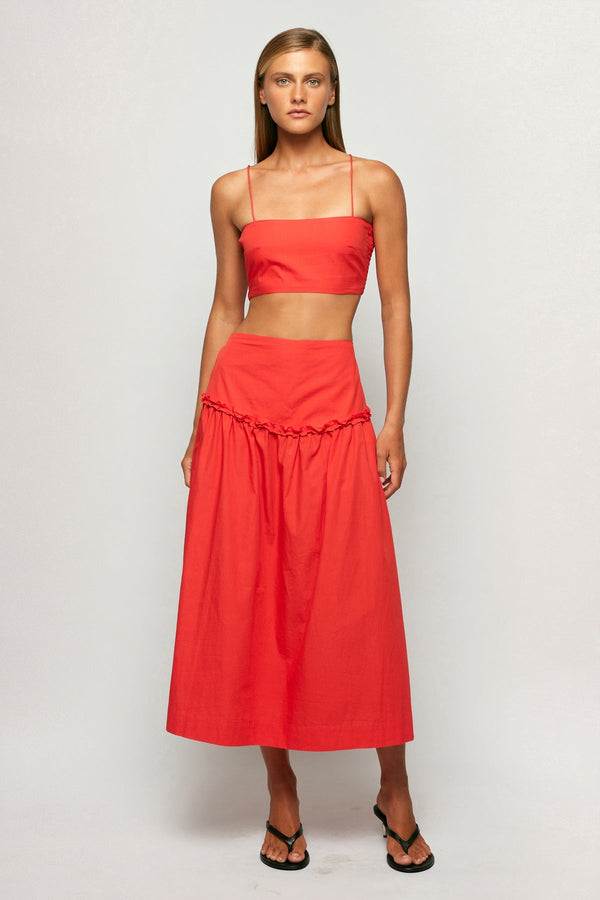 Crop Top | High Waisted Gathered Midi