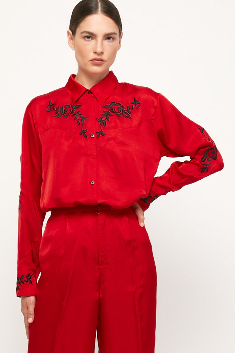 Embroidered Long Sleeve Shirt | Long Short