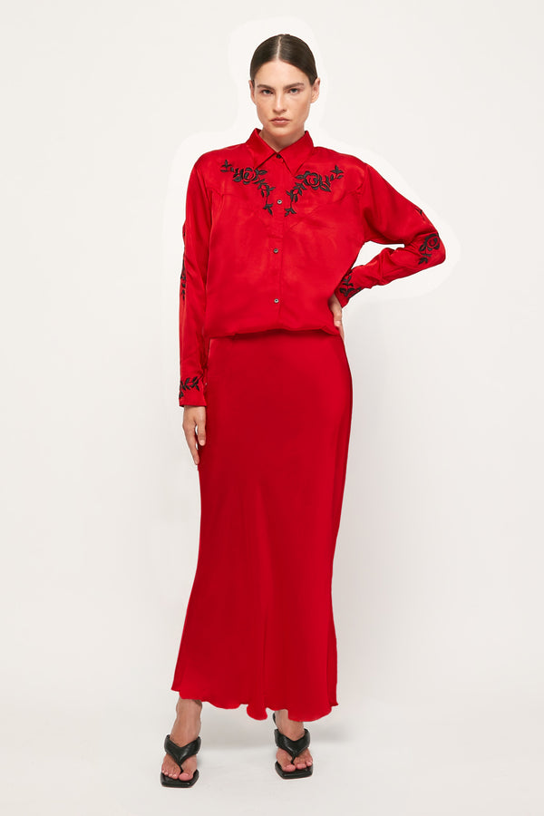 Embroidered Western Midi