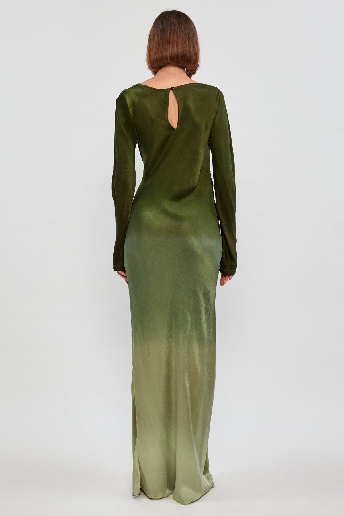 swf green dress Fluid Drape Maxi, XL / Olive Merage style_Embroidered