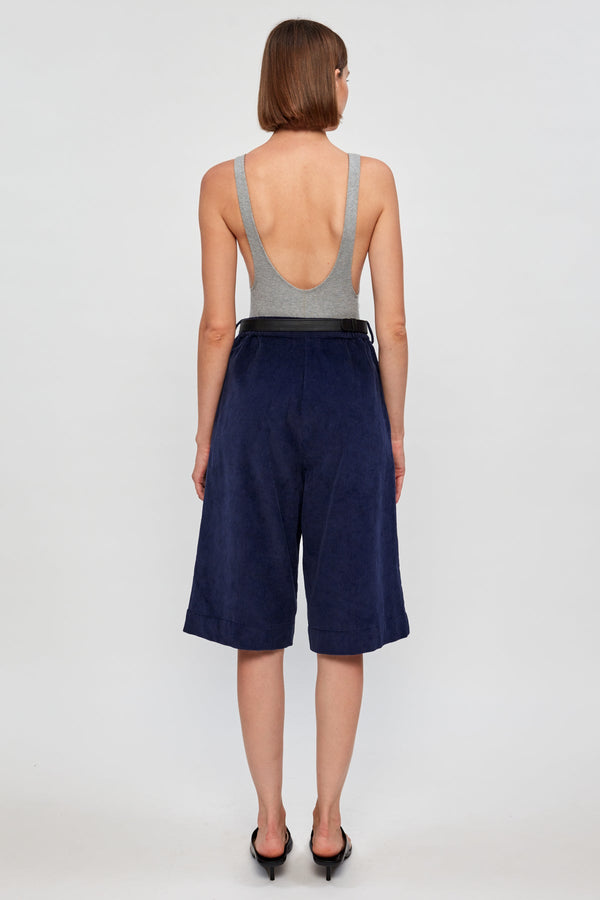 Ribbed Fitted Bodysuit | Corduroy Bermuda Shorts
