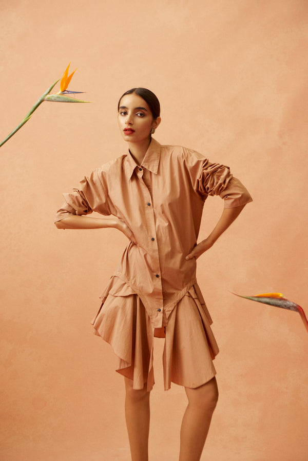Ruffled Hem Shirt Dress