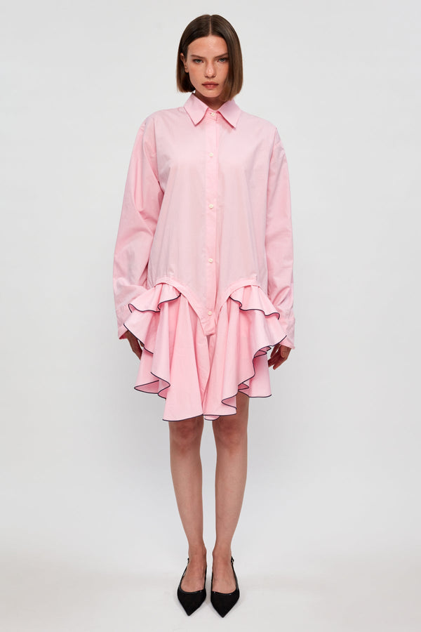 Ruffled Hem Shirt Dress