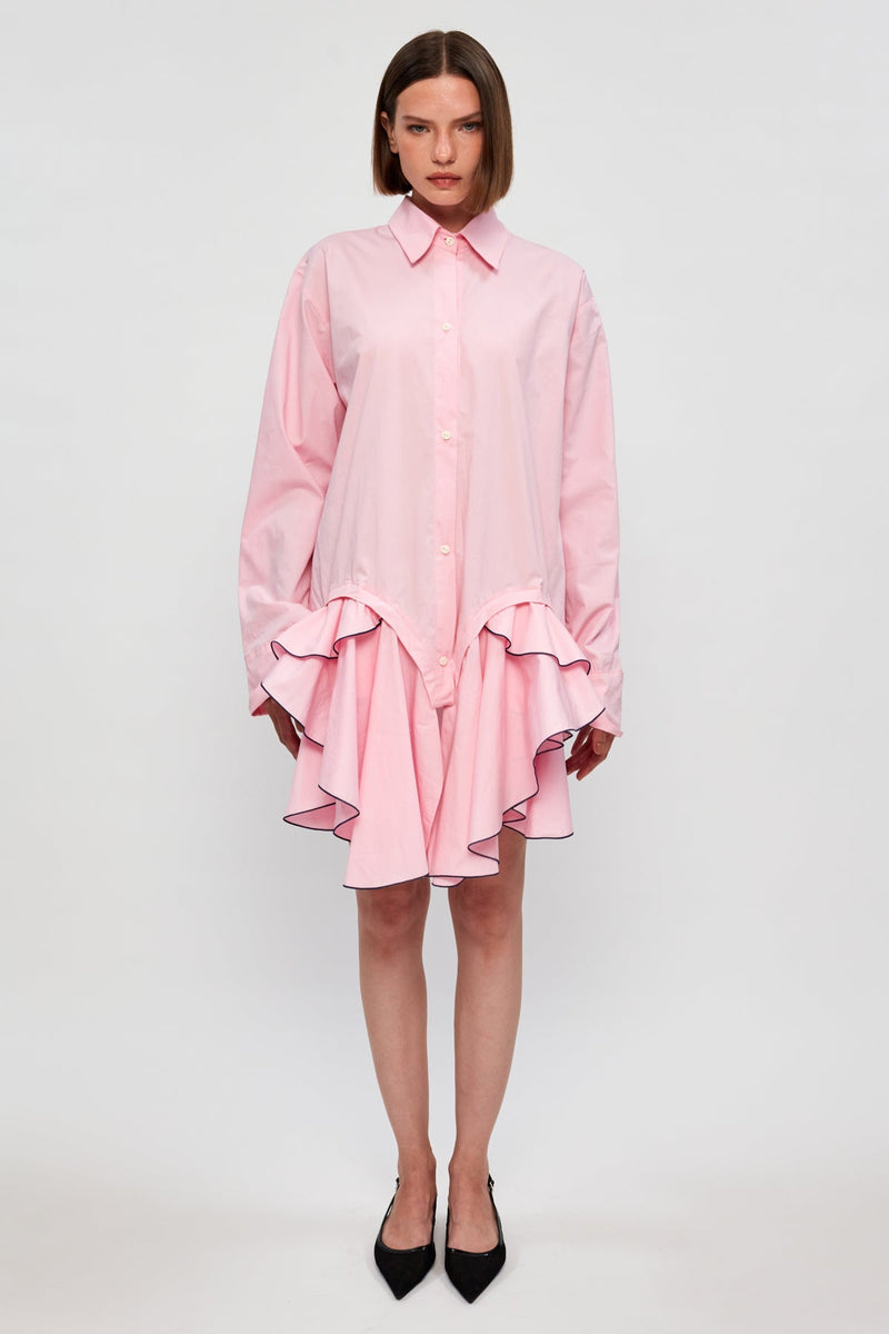 Ruffled Hem Shirt Dress