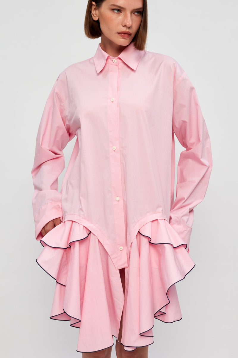 Ruffled Hem Shirt Dress