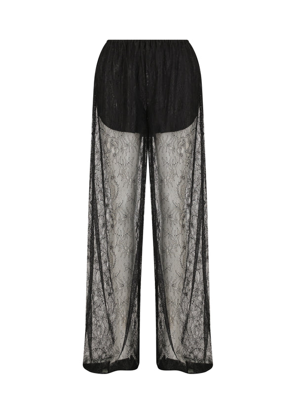Sheer Lace Wide Leg Pant