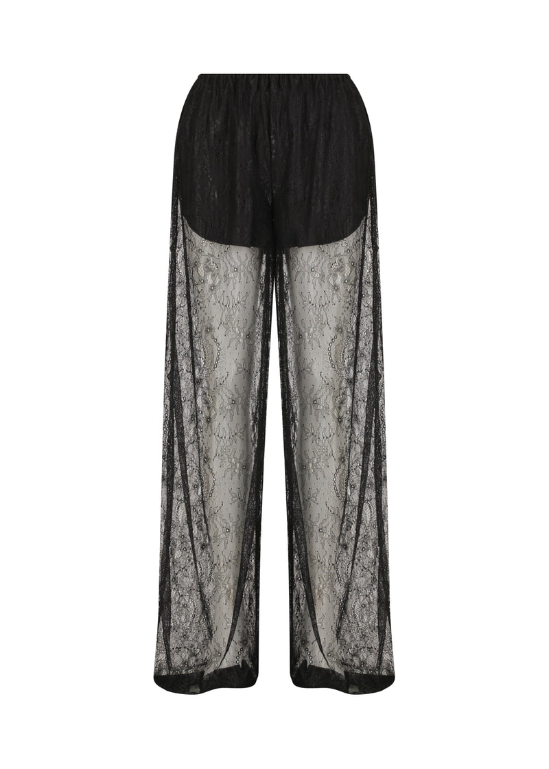 Sheer Lace Wide Leg Pant