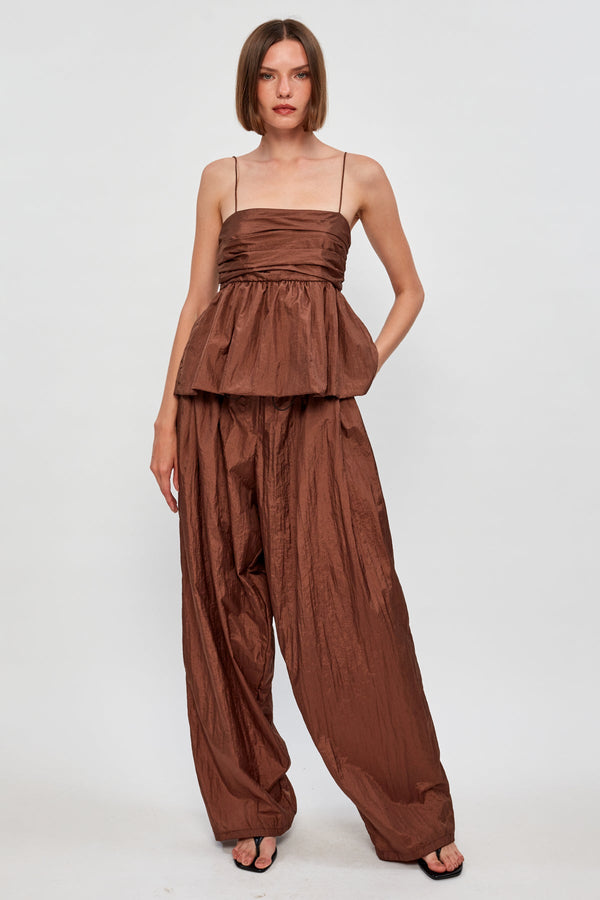 Parachute Peplum Cami | Parachute Draped Wide-Leg Pant