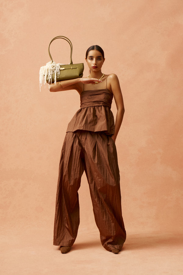 Parachute Peplum Cami | Parachute Draped Wide-Leg Pant