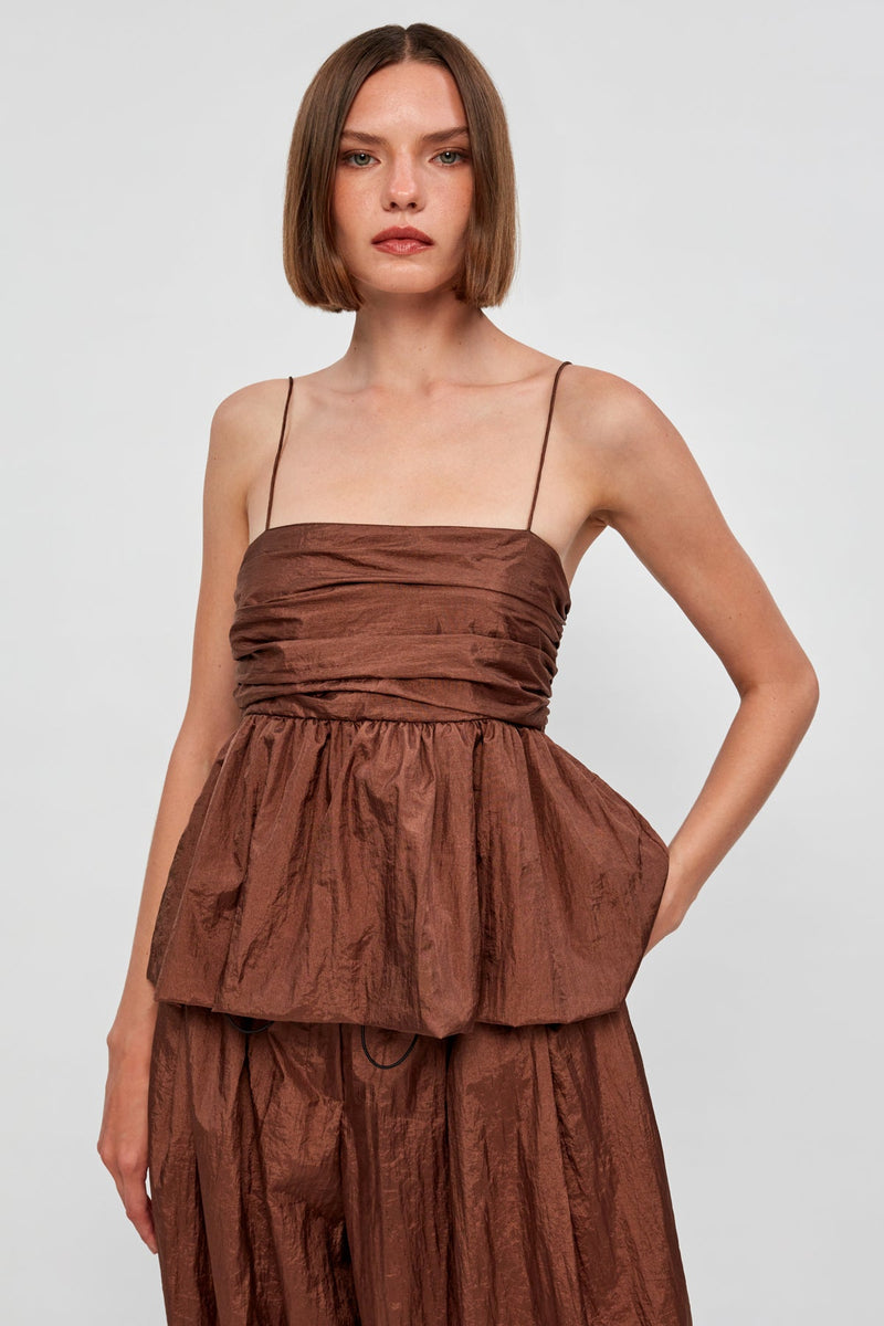 Parachute Peplum Cami | Parachute Draped Wide-Leg Pant