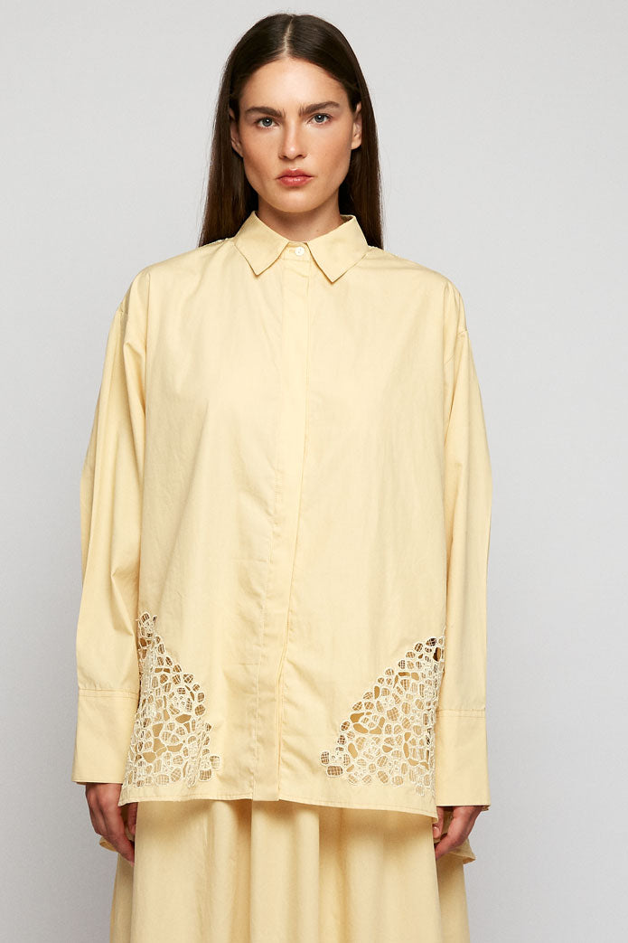 Panelled Lace Shirt | Panelled Lace Midi Skirt