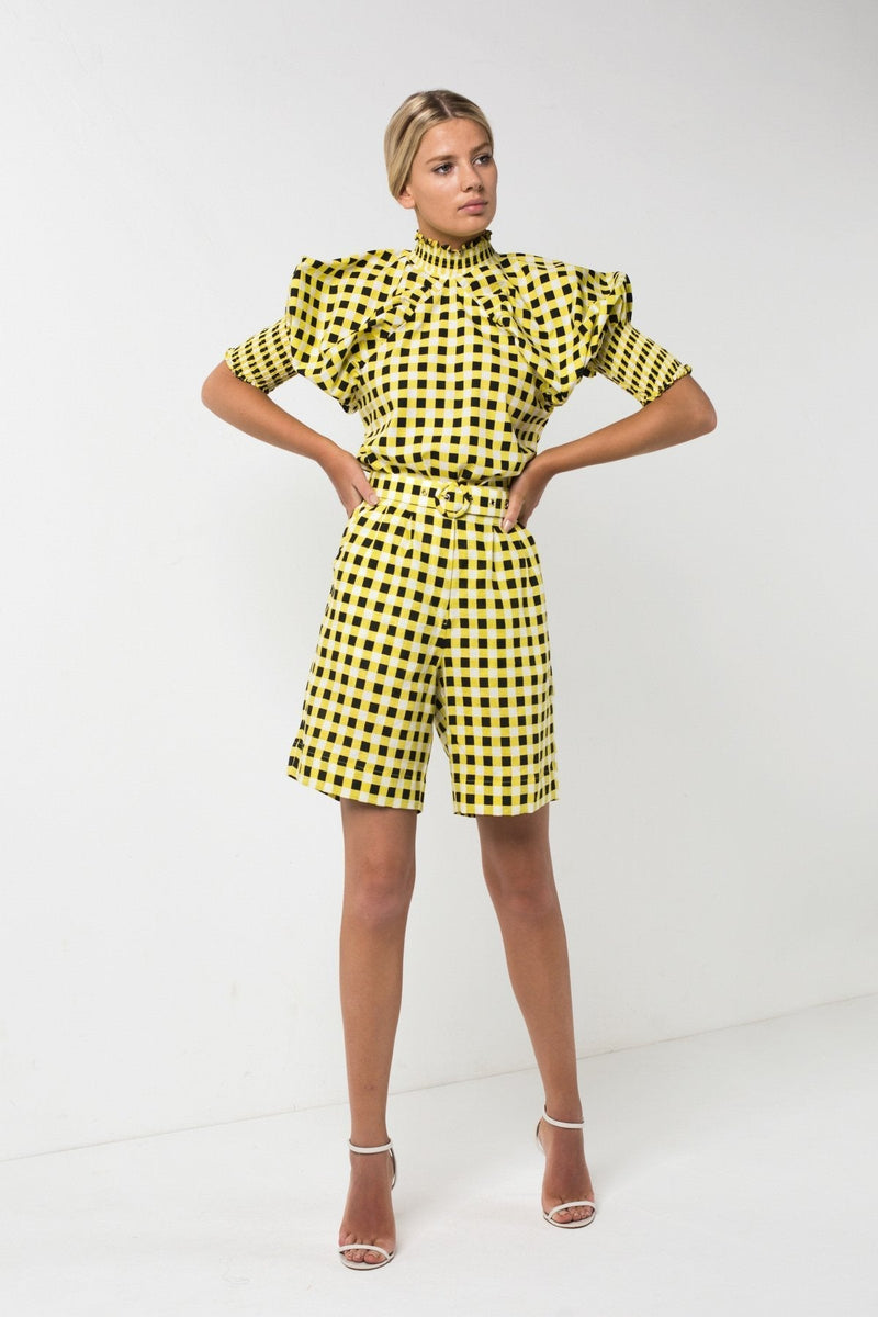 Checkmate Yellow Cropped Pant