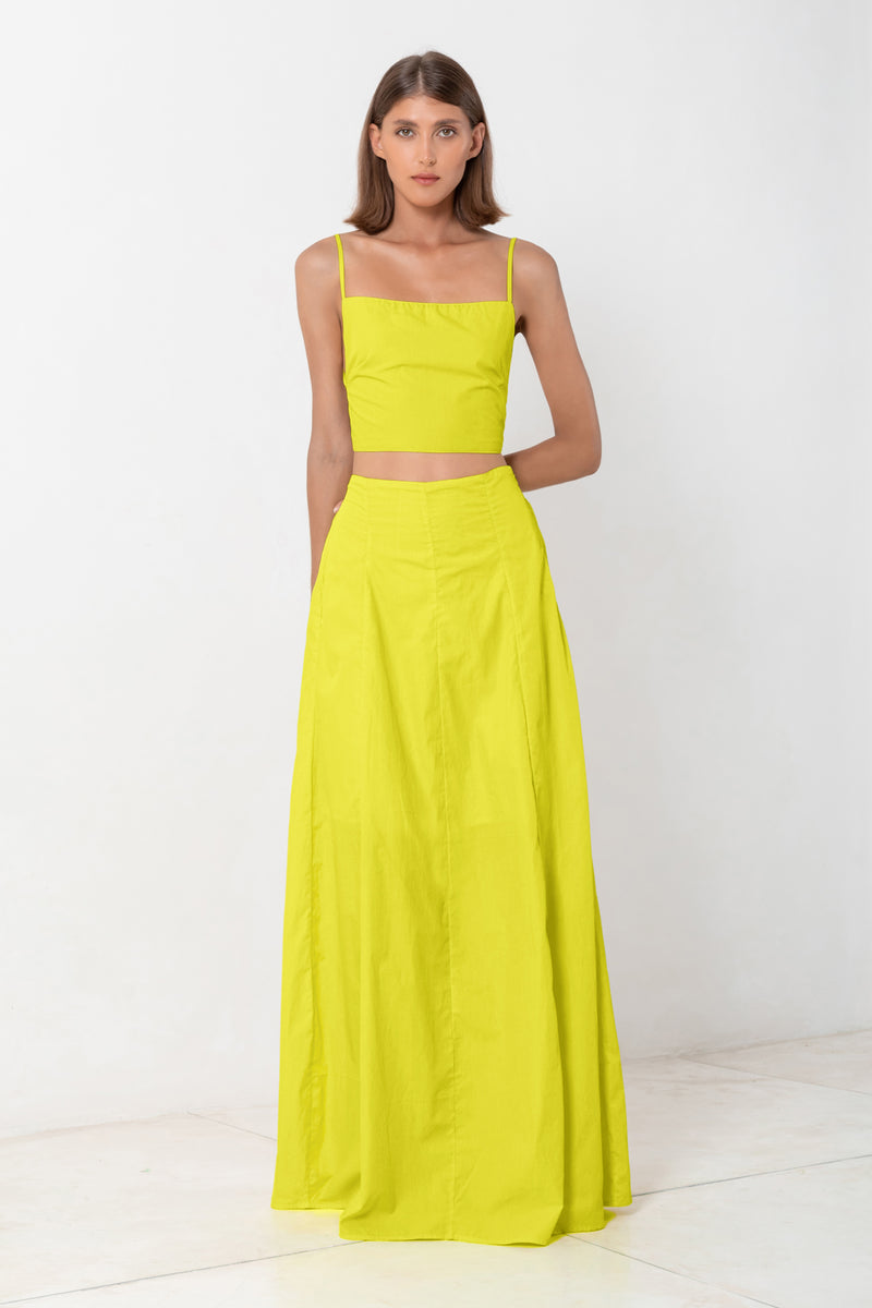 Square Neck Tie Up Top | High Waist Maxi Skirt