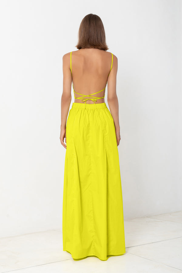 Square Neck Tie Up Top | High Waist Maxi Skirt
